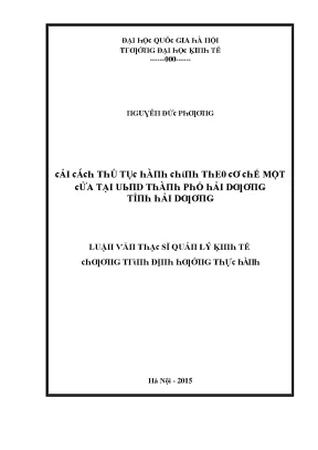 Luận văn cải cách thủ tục hành chính theo cơ chế một cửa tại ủy ban nhân dân thành phố hải dương tỉnh hải dương