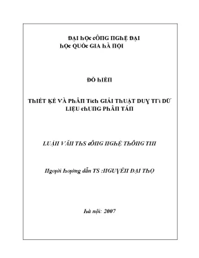Luận văn thiết kế và phân tích giải thuật duy trì dữ liệu chung phân tán