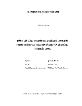 Luận văn đánh giá công tác đấu giá quyền sử dụng đất tại một số dự án trên địa bàn huyện yên dũng tỉnh bắc giang