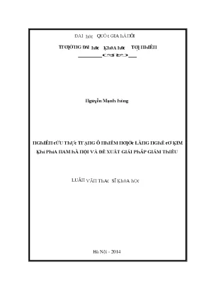 Luận văn thạc sĩ nghiên cứu thực trạng ô nhiễm nước làng nghề cơ kim khí phía nam hà nội và đề xuất giải pháp giảm thiểu vnu lvts08w