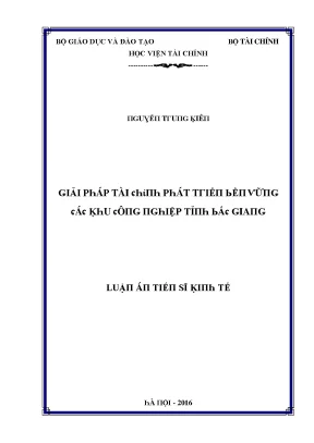Luận văn giải pháp tài chính phát triển bền vững các khu công nghiệp tỉnh bắc giang