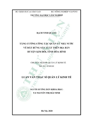 Tăng cường công tác quản lý nhà nước về đất rừng sản xuất trên địa bàn huyện kim bôi tỉnh hòa bình