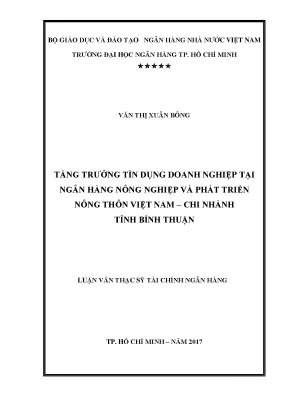 Luận văn tăng trưởng tín dụng doanh nghiệp tại ngân hàng nông nghiệp và phát triển nông thôn việt nam chi nhánh tỉnh bình thuận