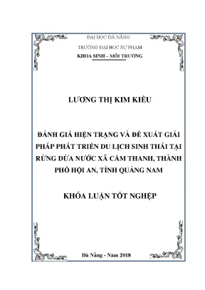 Luận văn đánh giá hiện trạng và đề xuất giải pháp phát triển du lịch sinh thái tại rừng dừa nước xã cẩm thanh thành phố hội an tỉnh quảng nam
