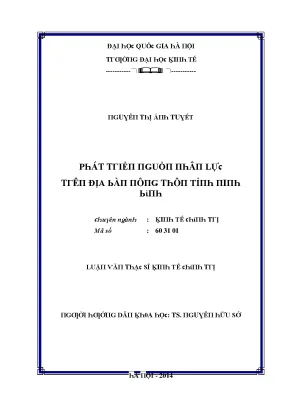Luận văn phát triển nguồn nhân lực trên địa bàn nông thôn tỉnh ninh bình
