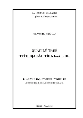 Luận văn quản lý thuế trên địa bàn tỉnh hòa bình