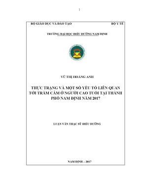 Luận văn thực trạng và một số yếu tố liên quan tới trầm cảm ở người cao tuổi tại thành phố nam định năm 2017