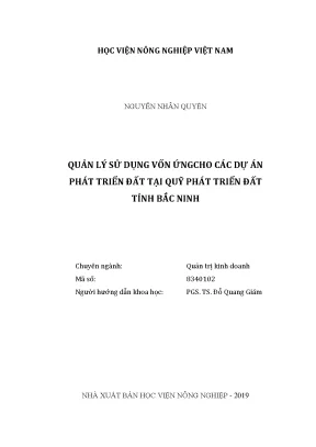 Luận văn quản lý sử dụng vốn ứng dụng cho các dự án phát triển đất tại quỹ phát triển đất tỉnh bắc ninh