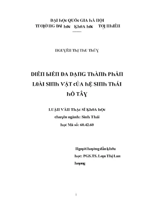 Luận văn thạc sĩ diễn biến đa dạng thành phần loài sinh vật của hệ sinh thái hồ tây vnu lvts004
