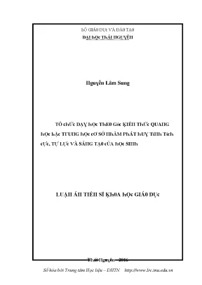 Luận văn tổ chức dạy học theo góc kiến thức quang học bậc trung học cơ sở nhằm phát huy tính tích cực tự lực và sáng tạo của học sinh