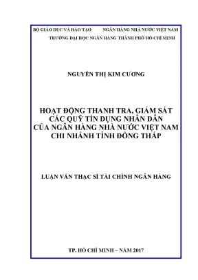 Luận văn hoạt động thanh tra giám sát các quỹ tín dụng nhân dân của ngân hàng nhà nước việt nam chi nhánh tỉnh đồng tháp