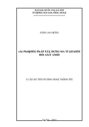 Luận văn các phương pháp xây dựng ma trận biến đổi axít amin