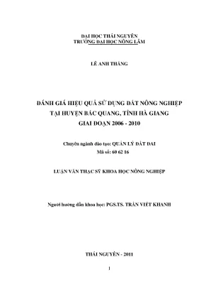Luận văn đánh giá hiệu quả sử dụng đất nông nghiệp tại huyện bắc quang tỉnh hà giang giai đoạn 2006 2010