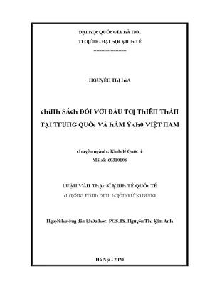 Luận văn chính sách đối với đầu tư thiên thần tại trung quốc và hàm ý cho việt nam