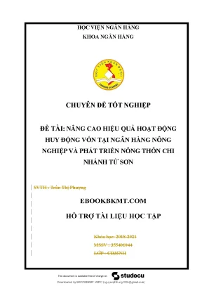 Nâng cao hiệu quả hoạt động huy động vốn tại ngân hàng nôngnghiệp và phát triển nông thôn chinhánh từ sơn
