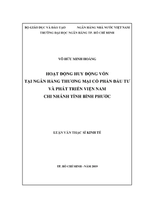 Luận văn hoạt động huy động vốn tại ngân hàng thương mại cổ phần đầu tư và phát triển việt nam chi nhánh tỉnh bình phước