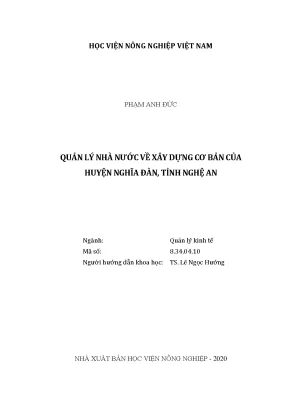Quản lý nhà nước về xây dựng cơ bản của huyện nghĩa đàn tỉnh nghệ an