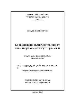 Luận văn hệ thống kênh phân phối tại công ty tnhh thương mại và vật tư nam hải