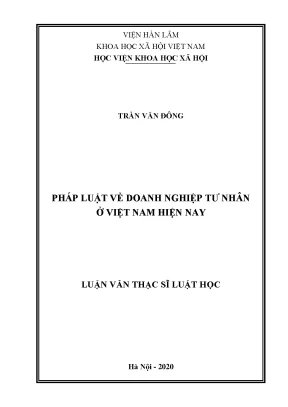 Luận văn pháp luật về doanh nghiệp tư nhân ở việt nam hiện nay