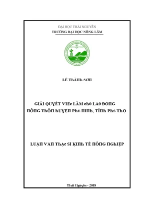 Luận văn giải quyết việc làm cho lao động nông thôn huyện phù ninh tỉnh phú thọ