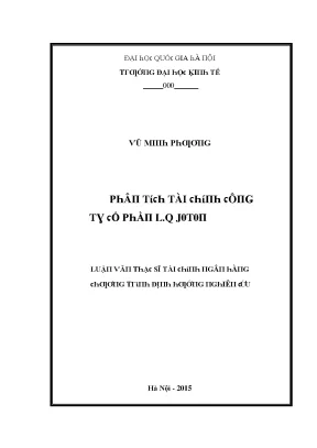 Luận văn phân tích tài chính công ty cổ phần l q joton