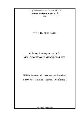 Luận văn hiệu quả sử dụng tài sản của công ty cổ phần bột giặt lix