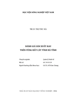 Luận văn đánh giá sản xuất rau trên vùng đất cát tỉnh hà tĩnh