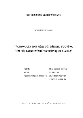 Luận văn tác động của sinh kế người dân khu vực vùng đến tài nguyên rừng vườn quốc gia ba vì