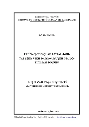 Luận văn tăng cường quản lý tài chính tại bệnh viện đa khoa huyện gia lộc tỉnh hải dương