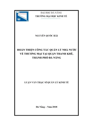 Luận văn hoàn thiện công tác quản lý nhà nước về thương mại tại quận thanh khê thành phố đà nẵng