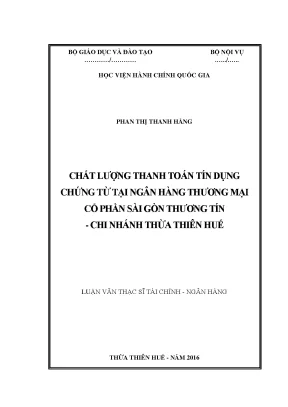 Luận văn chất lượng thanh toán tín dụng chứng từ tại ngân hàng thương mại cổ phần sài gòn thương tín chi nhánh thừa thiên huế