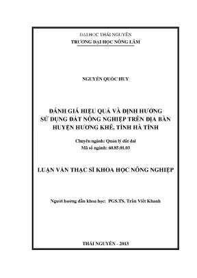 Luận văn thực trạng và định hướng sử dụng đất nông nghiệp trên địa bàn huyện hương kê tỉnh hà tĩnh