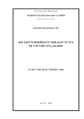 Luận văn thạc sĩ chế tạo và nghiên cứu tính chất từ của hệ vật liệu re 1 xbaxmno3 vnu lvts004