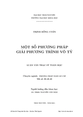 Một số phương pháp giải phương trình vô tỷ