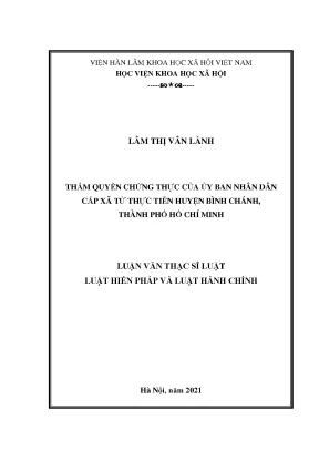 Luận văn thẩm quyền chứng thực của ủy ban nhân dân cấp xã từ thực tiễn huyện bình chánh thành phố hồ chí minh