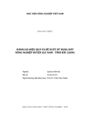 Luận văn đánh giá hiệu quả và đề xuất sử dụng đất nông nghiệp huyện lục nam tỉnh bắc giang