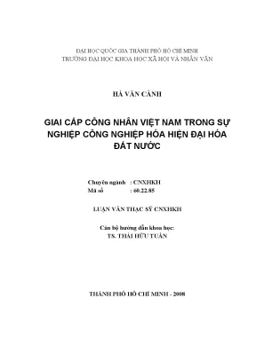Giai cấp công nhân việt nam trong sự nghiệp công nghiệp hóa hiện đại hóa đất nước