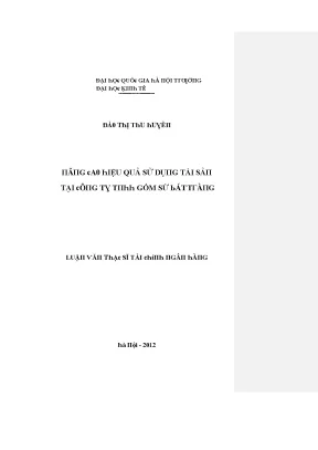 Luận văn nâng cao hiệu quả sử dụng tài sản tại công ty tnhh gốm sứ bát tràng