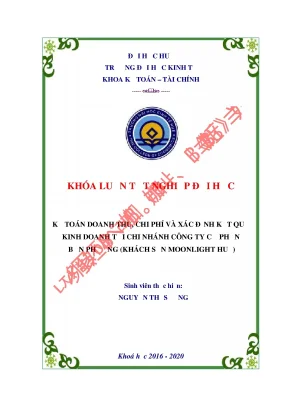 Luận văn kế toán doanh thu chi phí và xác định kết quả kinh doanh tại chi nhánh công ty cổ phần bốn phương khách sạn moonlight huế