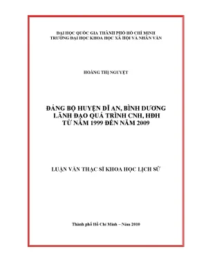 Đảng bộ huyện dĩ an bình dương lãnh đạo quá trình cnh hđh từ năm 1999 đến năm 2009