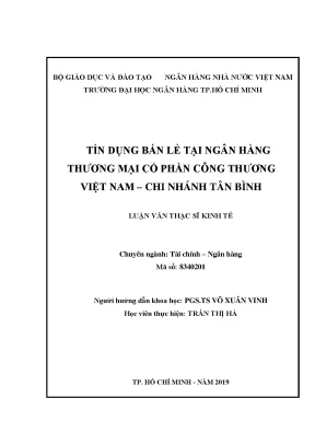 Luận văn tín dụng bán lẻ tại ngân hàng thương mại cổ phần công thương việt nam chi nhánh tân bình