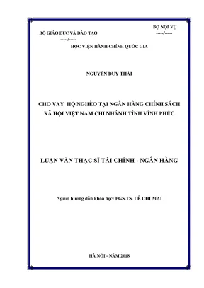 Luận văn cho vay hộ nghèo tại ngân hàng chính sách xã hội việt nam chi nhánh tỉnh vĩnh phúc