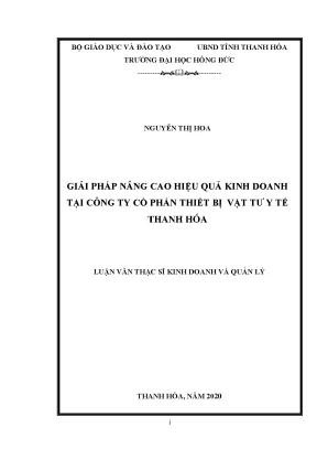 Giải pháp nâng cao hiệu quả kinh doanh tại công ty cổ phần thiết bị vật tư y tế thanh hóa