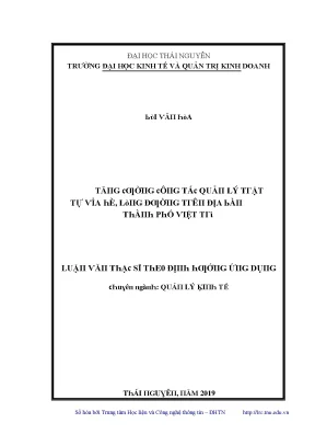 Luận văn tăng cường công tác quản lý trật tự vỉa hè lòng đường trên địa bàn thành phố việt trì