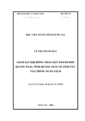 Luận văn giám sát hội đồng nhân dân thành phố quảng ngãi về lĩnh vực tài chính ngân sách