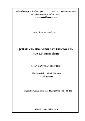 Lịch sử văn hoá vùng đất trường yên hoa lư ninh bình