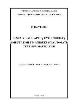 Luận văn research and apply evolutionary computation techniques on automatic text summarization