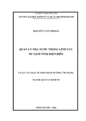 Luận văn quản lý kinh tế quản lý nhà nước trong lĩnh vực du lịch tỉnh điện biên