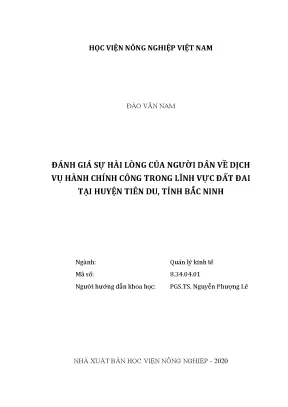 Đánh giá sự hài lòng của người dân về dịch vụ hành chính công trong lĩnh vực đất đai tại huyện tiên du tỉnh bắc ninh