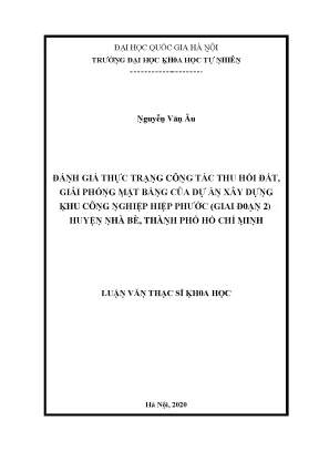 Luận văn thạc sĩ đánh giá thực trạng công tác thu hồi đất giải phóng mặt bằng của dự án xây dựng khu công nghiệp hiệp phước giai đoạn 2 huyện nhà bè thành phố hồ chí minh
